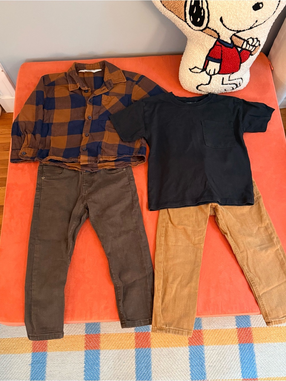 Boys Fall Outfit Set - plaid shirt and jeans